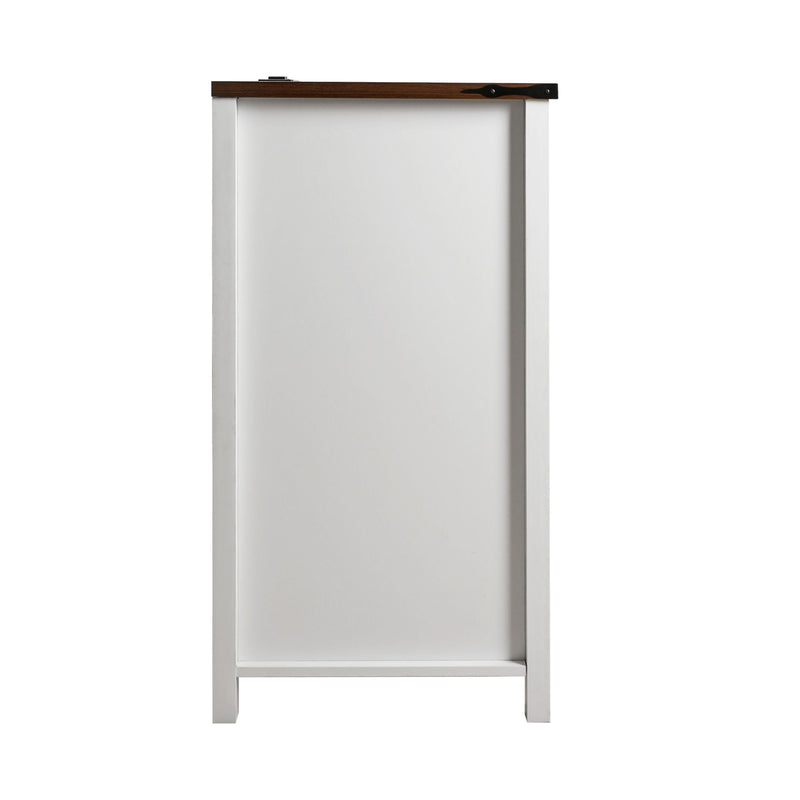 Coffee Bar With Mini Fridge Space & Built In Charging Station, Large Bar Cabinet With Drawers & Adjustable Shelves For Kitchen - White