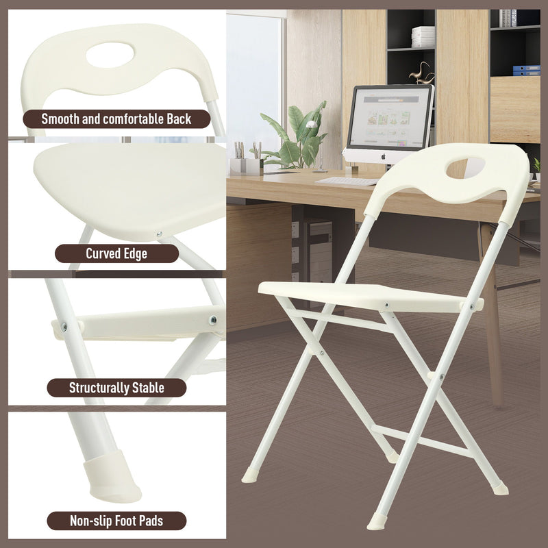 Folding Chairs, Stackable & Waterproof (Set of 4) - White