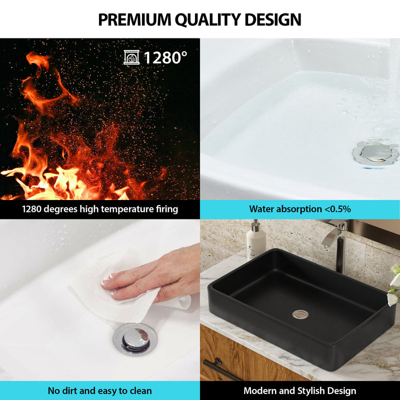 Modern European Design Ceramic Rectangular Vessel Bathroom Sink