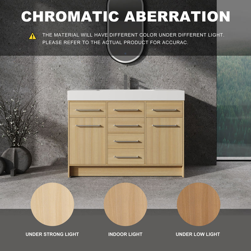 Freestanding Bathroom Vanity With Resin Sink, Soft-Closing Doors And Drawers