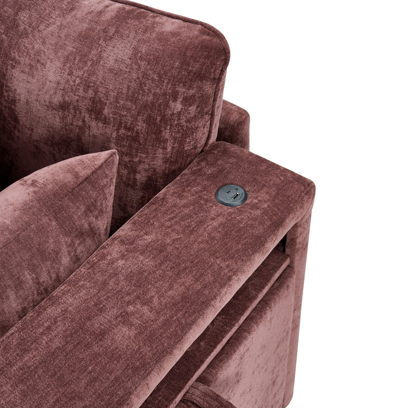 Modern Sectional Sofa U-Shaped With Movable Ottoman Storage Armrests And USB Ports