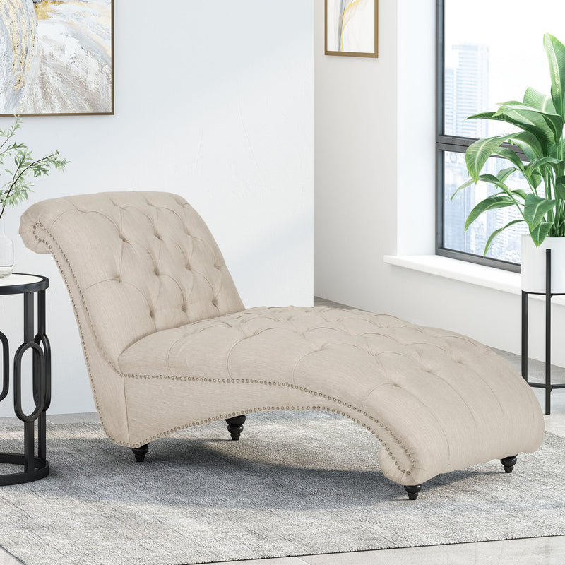 Chaise Lounge With Button Tufted Diamon Stitch