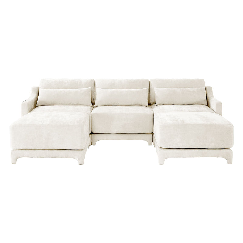 Stylish Sofa With Ottoman And Lumbar Pillows, Ergonomic Design
