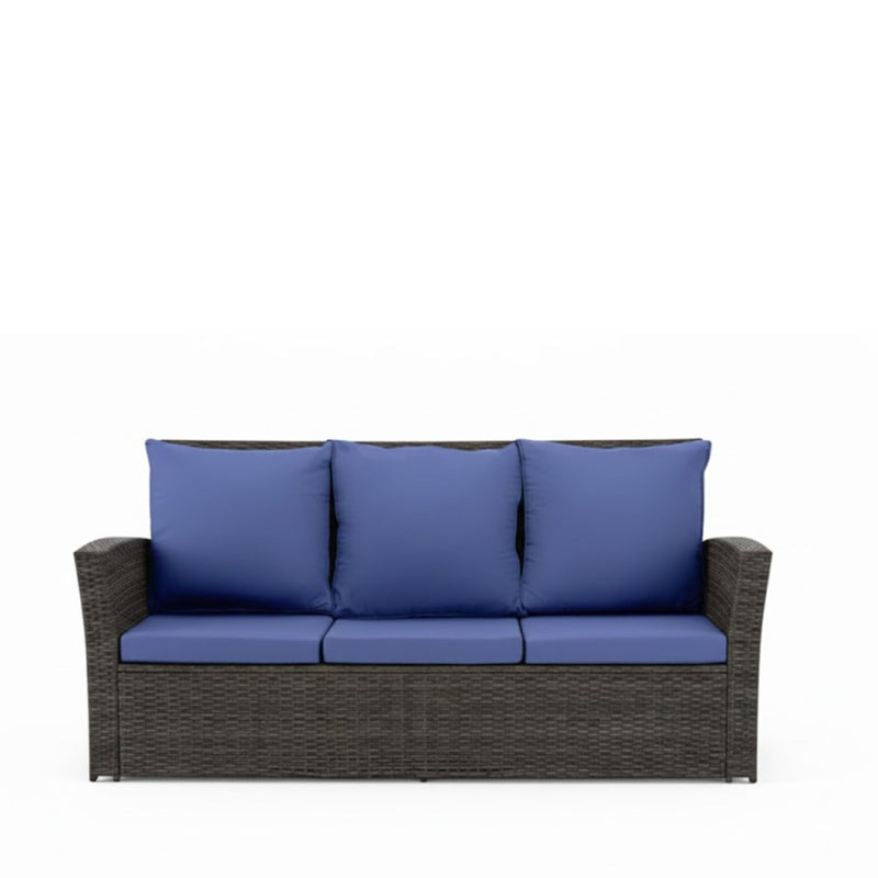 All-Weather Wicker 3 Seat Patio Sofa With Thick Cushions