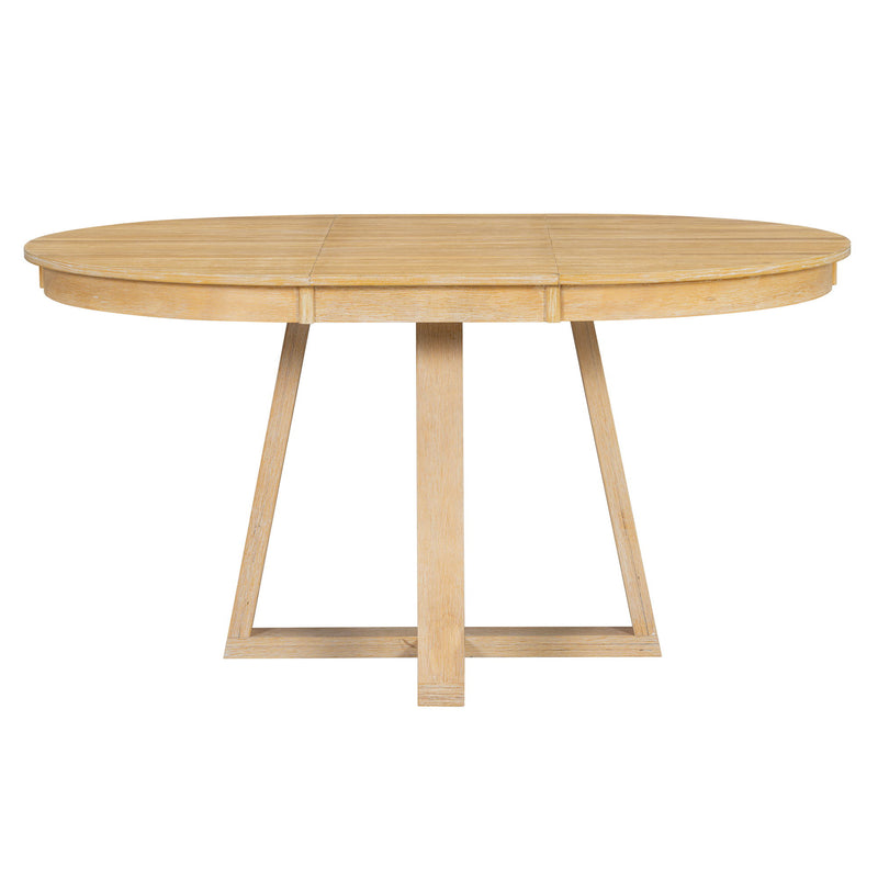 Dining Set With Leaf Round Table And 4 Upholstered Chairs