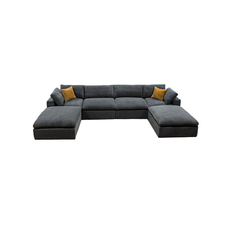 Upholstery Full Compressed Modular Sectional With Toss Pillows - Light Gray