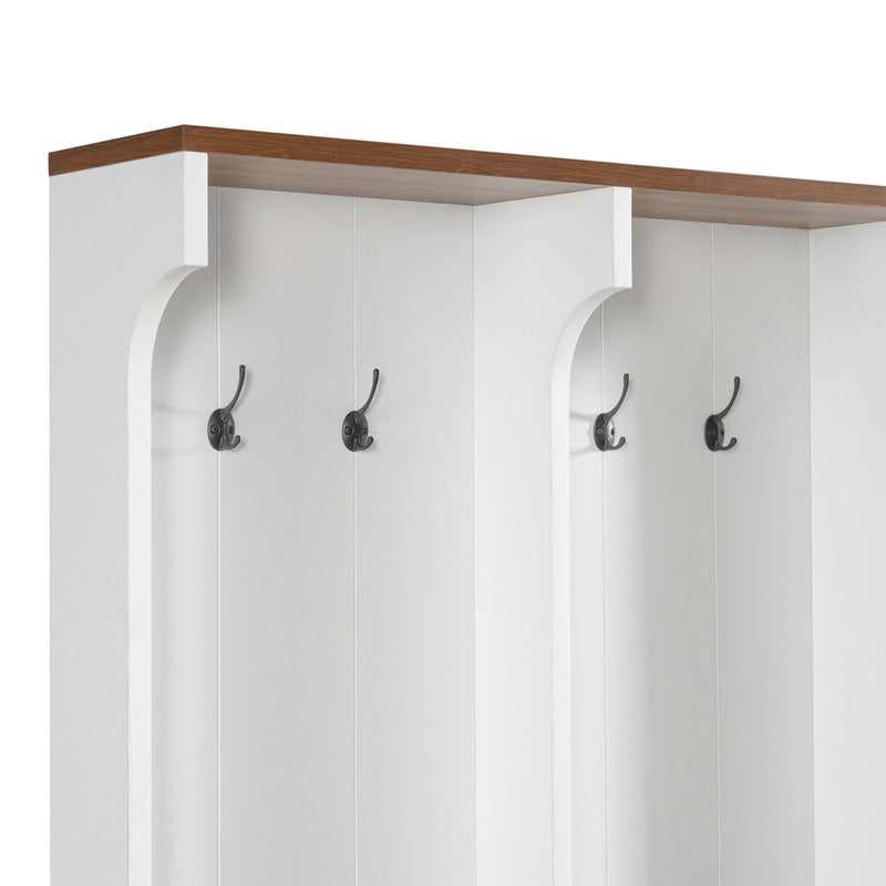 Hall Tree With Bench And Shoe Storage, 3 Large Drawers, Open Storage Shelves & Hooks