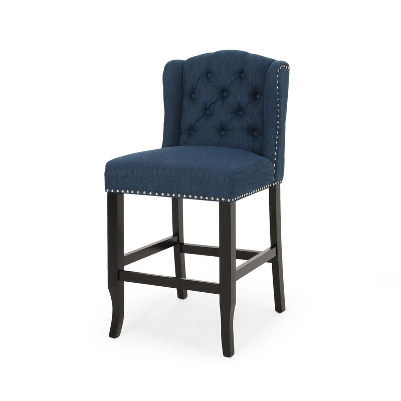 Vienna - Fabric Tufted Counter Stool With Nailhead Accents (Set of 2)