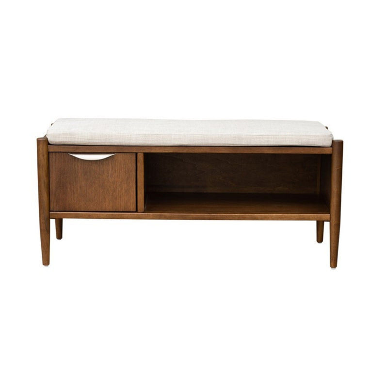 Accent Bench With Storage, Upholstered Cushion - Walnut Brown