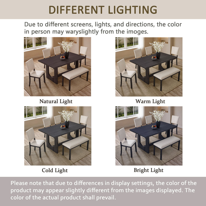 Dining Table Set, Rectangular Kitchen Table With Upholstered Chairs