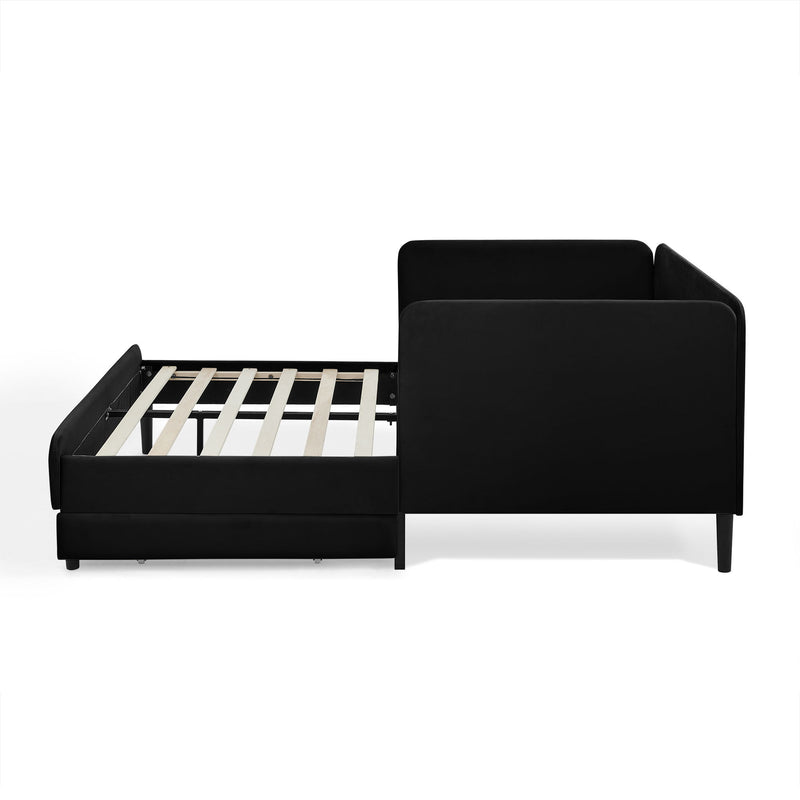 Upholstered Platform Bed Frame With 2 Storage Drawers And Adjustable Sofa Bed