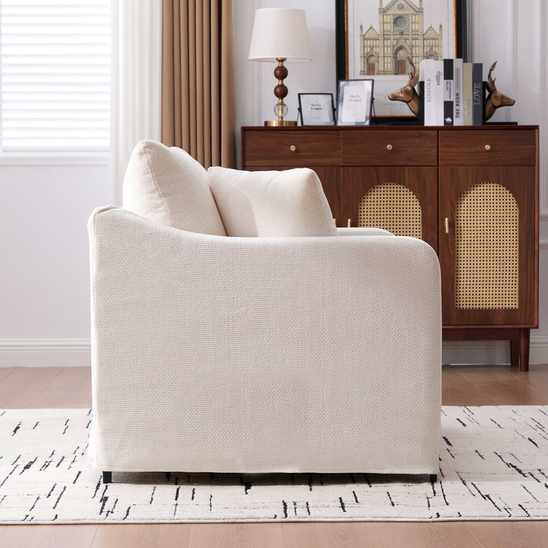 Farmhouse Accent Chair With 2 Bolster Pillows