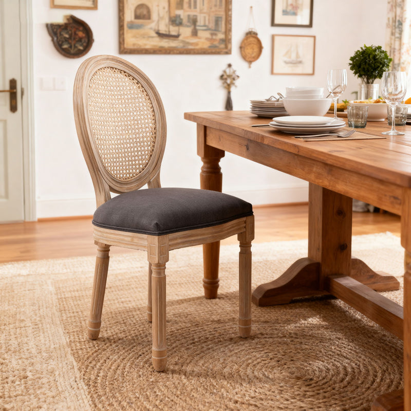 Dining Chairs, Upholstered With Round Back (Set of 2) - Gray