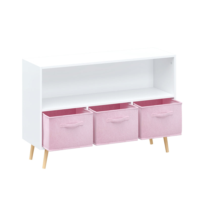 Bookcase With Collapsible Drawers, Book Display Organizer