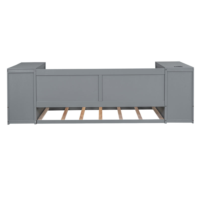 Daybed With Storage Arms, Trundle And Charging Station