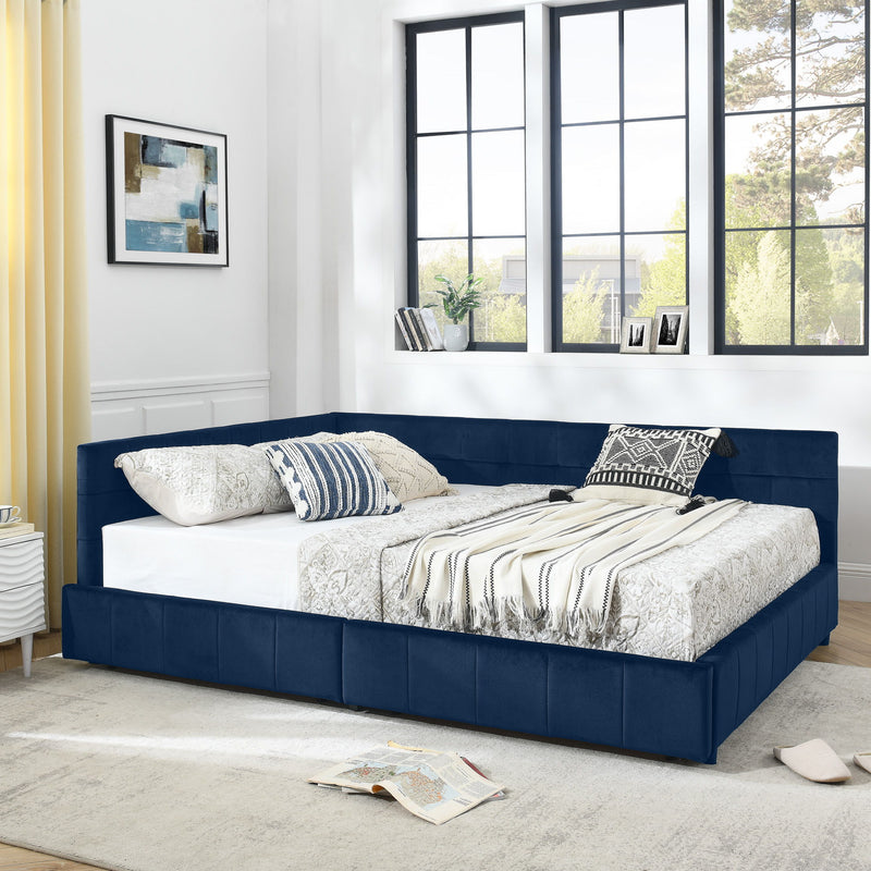 Upholstered Bed Frame With Tufted Backrest And Armrests