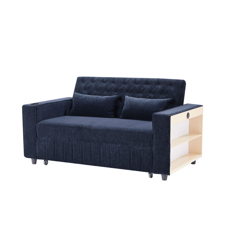 Pull-Out Sofa Bed Convertible Couch With Adjustable Backrest For Living Room