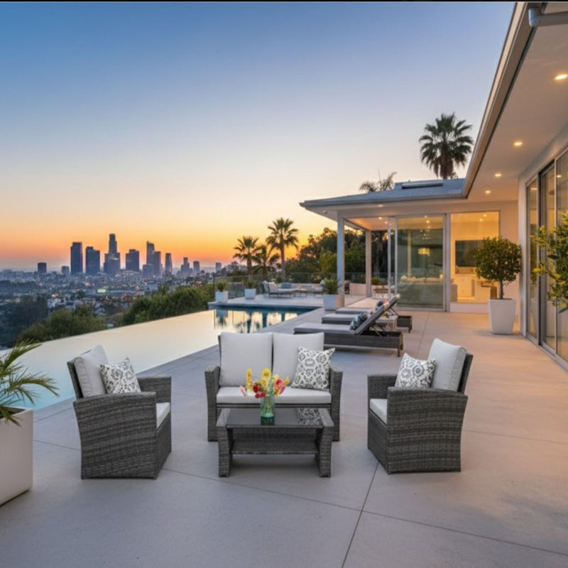Modern Patio Set With Table And Cushions