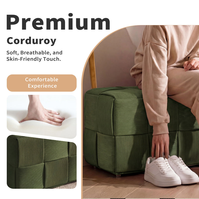 Modern Ottoman Foot Rest With Woven Design