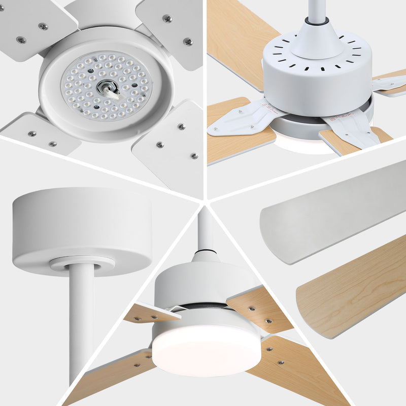 42" Ceiling Fan With Light And Memory Function, DC Reversible Motor, 4 Blades