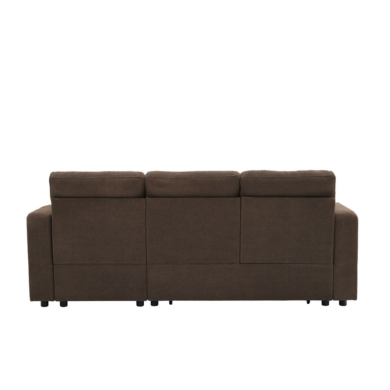 Convertible Sectional Sofa With Storage Chaise, Cup Holders And Pull Out Sleeper