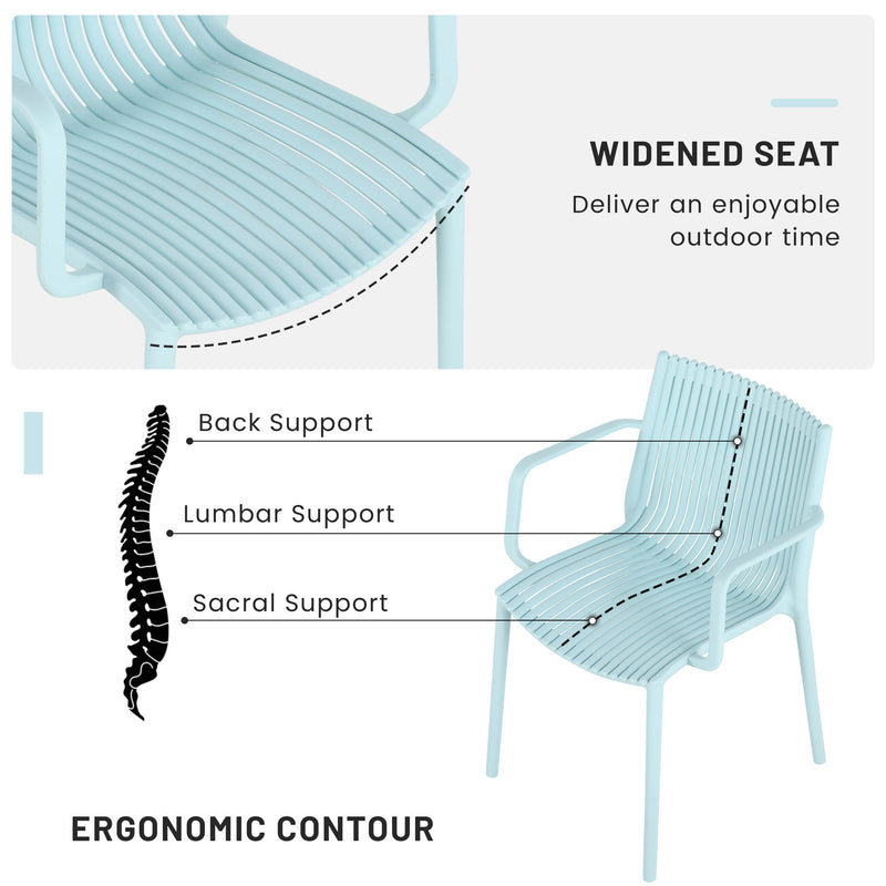 4 Modern Stackable Plastic Armchair Matched With Folding Square Table