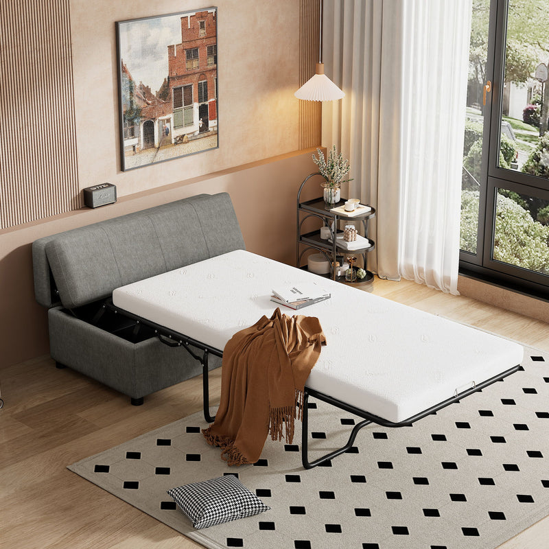 Twin Size Folding Ottoman Sleeper Bed With Mattress Convertible Guest Bed
