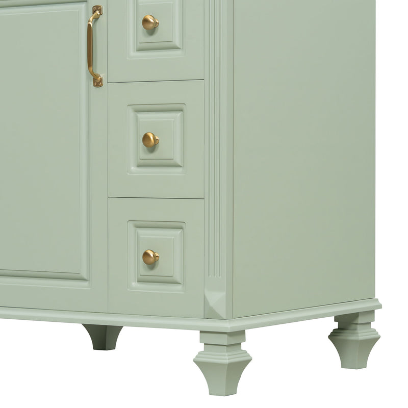 Freestanding Bathroom Vanity With Sink, 3 Drawers & Flip-Out Drawer