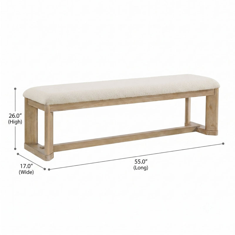 Upholstered Dining Bench - Brown - Wood