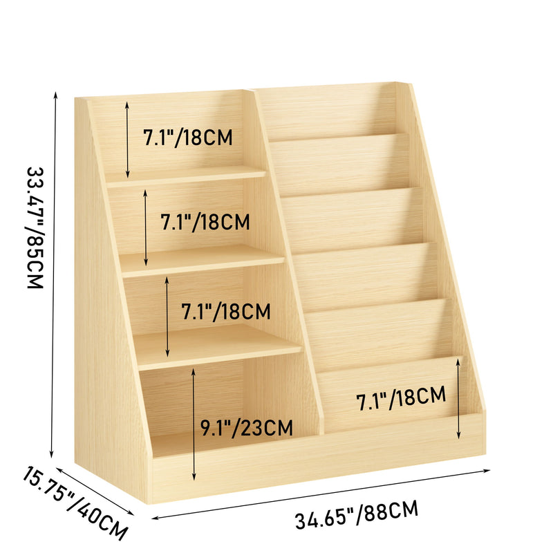 Bookshelf And Toy Storage Organizer, 4 Tier Bookcase With Display Stand For Playroom