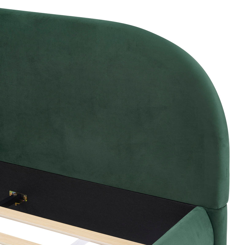 Upholstered Simple Modern Bedroom Bed With Curved Headboard