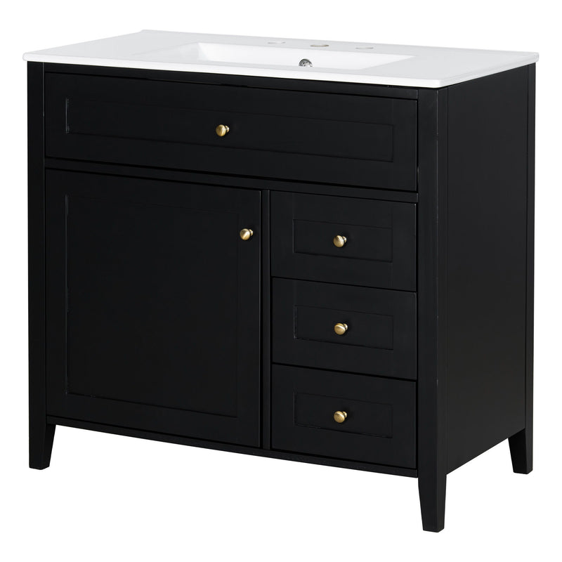 Bathroom Vanity With Sink, Cabinet With 3 Drawers And Adjustable Shelf