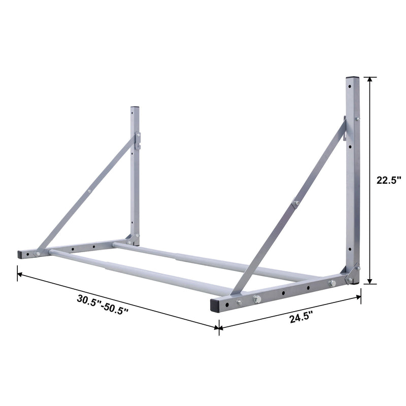 Wall-Mounted Folding Tire Storage, 30.5 To 50.5" Wide, Supports 300 Pounds - Gray