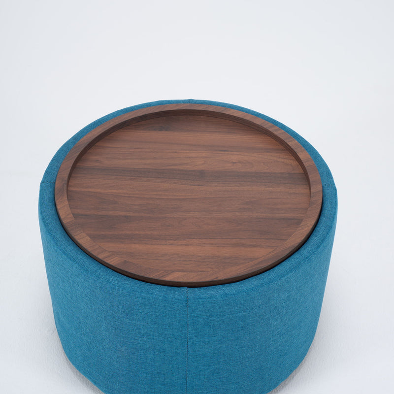 Nesting Ottomans, Round Coffee Table & Bench With Tray (Set of 2)