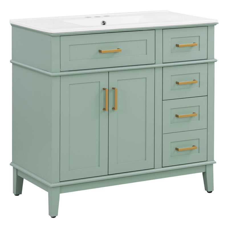 Bathroom Vanity With Sink, Soft Close Doors, 4 Storage Drawers
