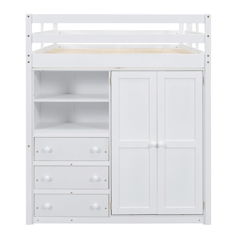 Loft Bed With Built In Wardrobe, Shelves And Drawers