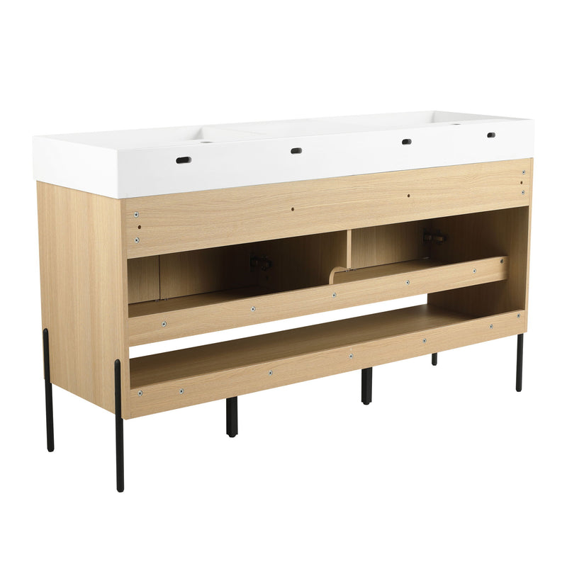 Modern Bathroom Vanity Combo With Single Resin Sink And Storage Cabinet