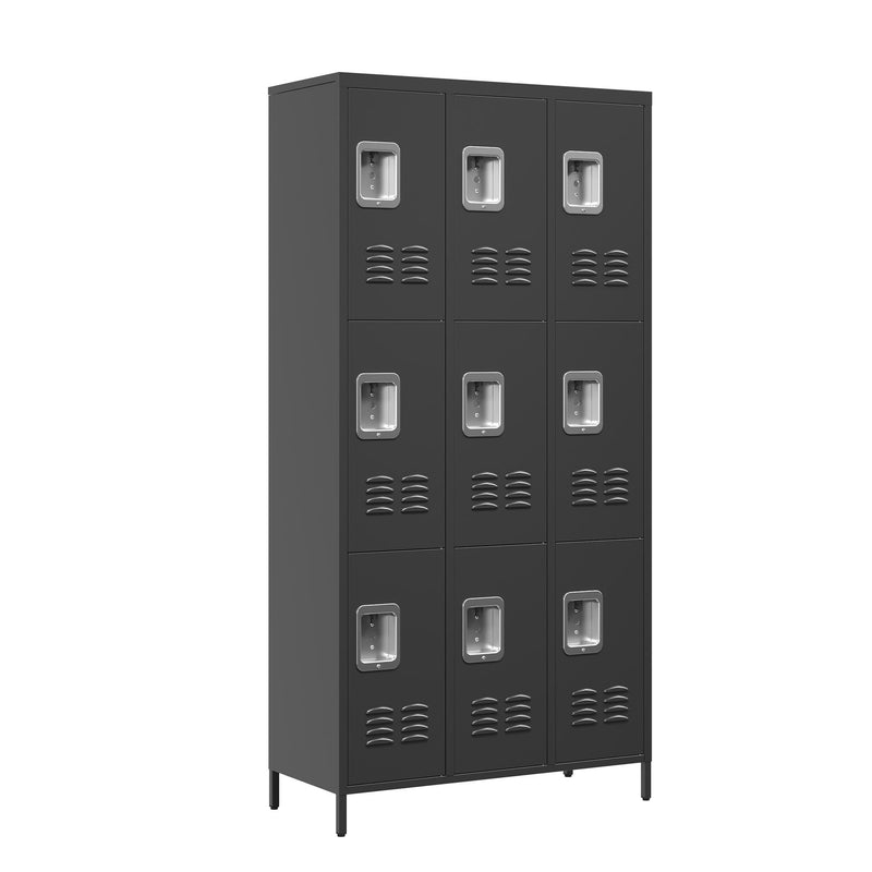 9 Door Lockers With Lock For Secure Storage And - Black
