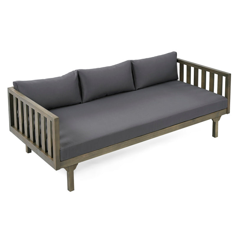 Claremont - 3 Seater Daybed With Slat Paneling And Water Resistant Cushions - Gray