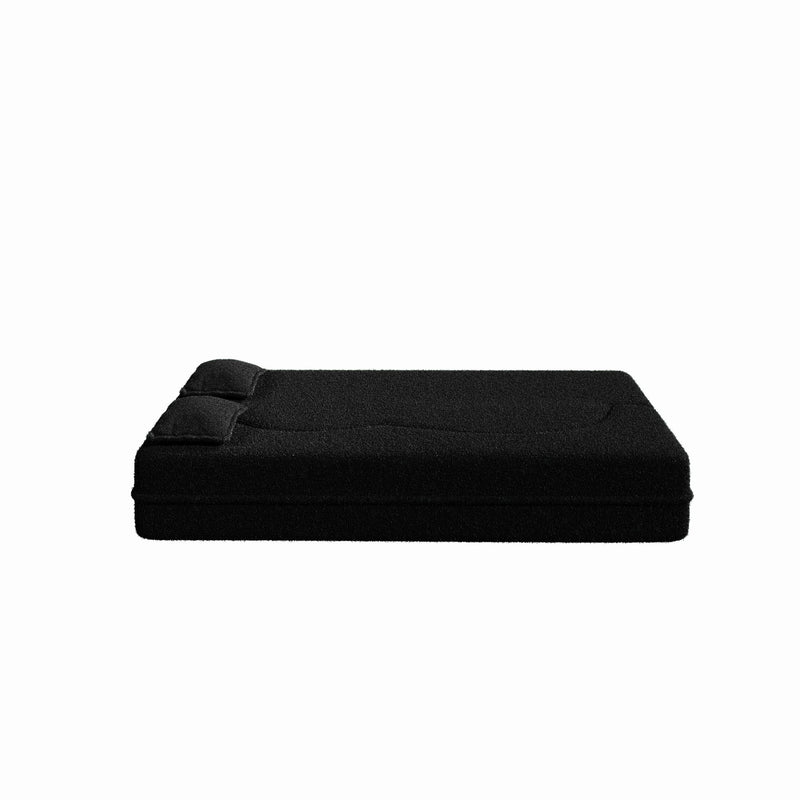 Modern Floor Sofa, With 2 Pillows, Convertible Teddy Fabric Foam Filled Bed