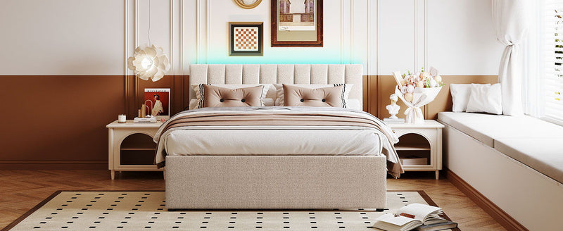 Upholstered Platform Bed With Trundle