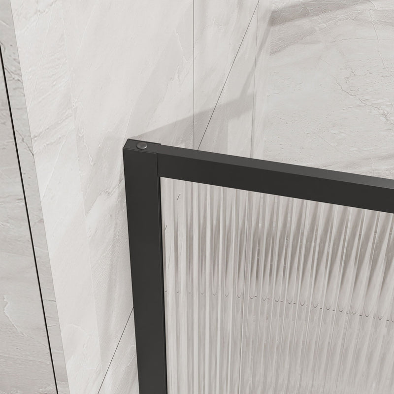 Shower Door With Center Mirror And Fluted Panels