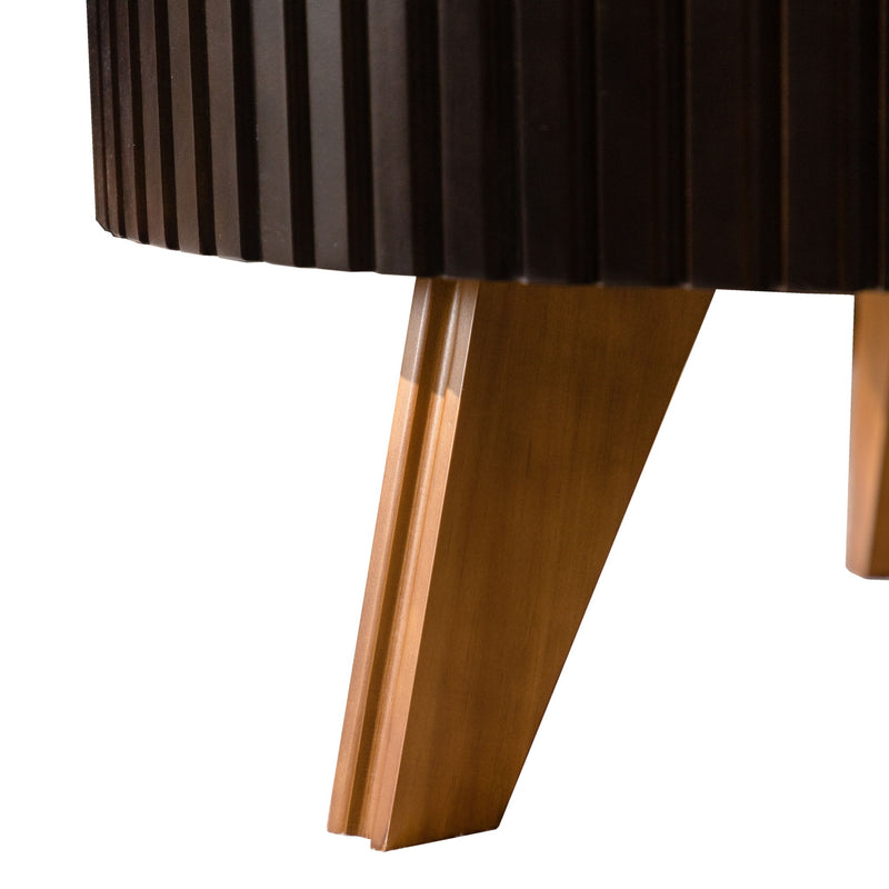 Round Retro Coffee With Solid Wood Legs