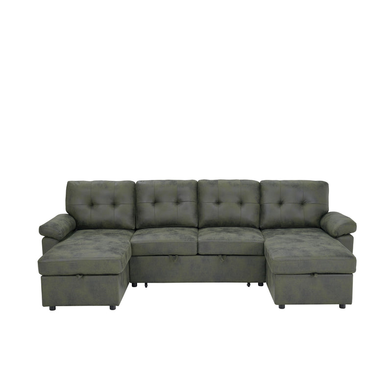 Convertible Sectional Sofa Bed With Pull Out Sleeper And Storage