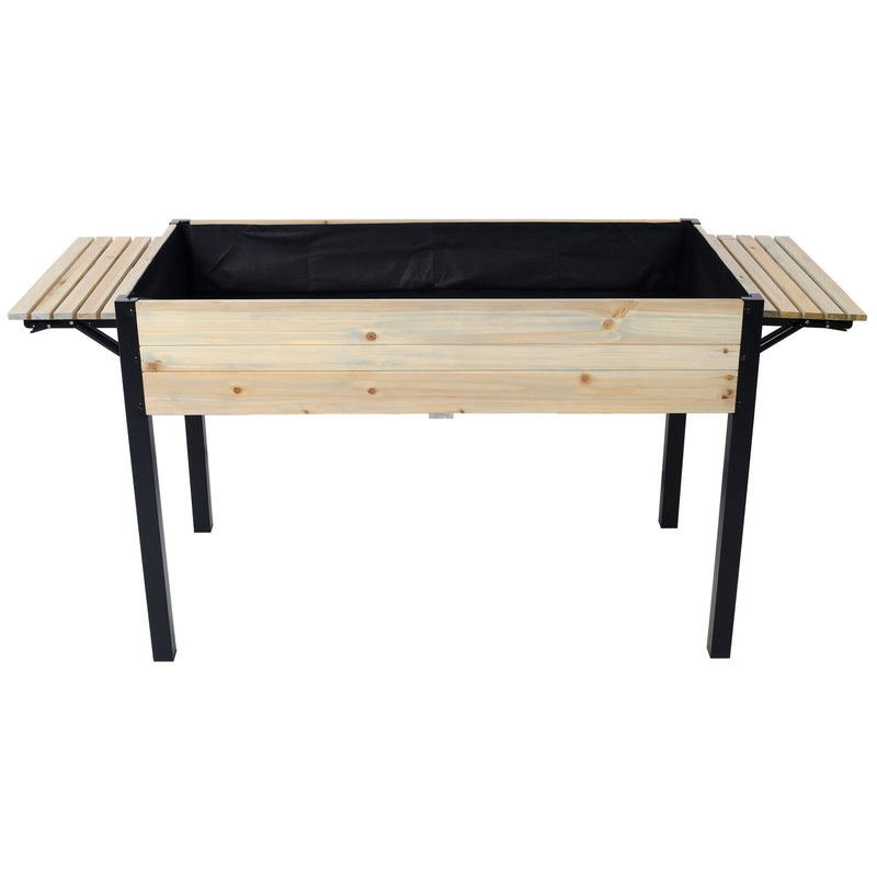 Raised Garden Bed With Metal Legs And Folding Storage Shelf