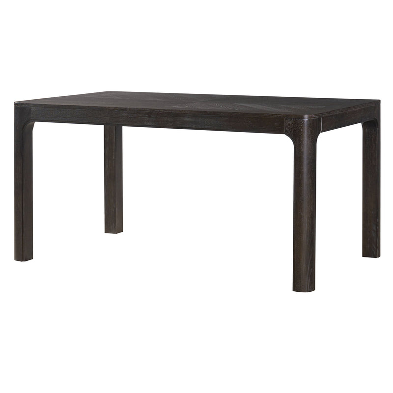 Rectangular Dining Table With Parquet Top, Rounded Corners