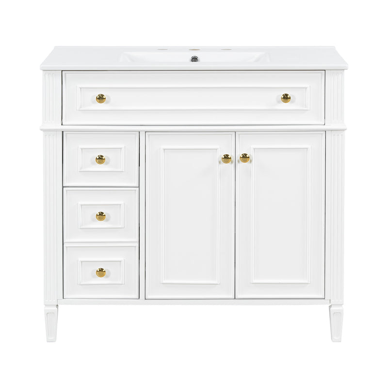 Bathroom Vanity With Sink, 3 Drawers & 2 Doors