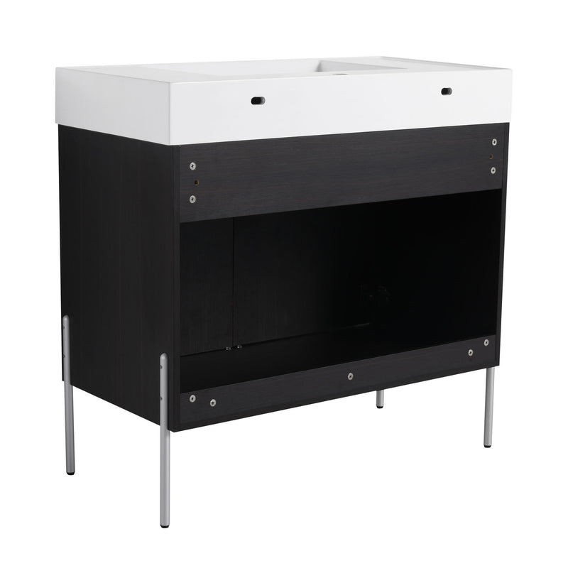Freestanding Bathroom Vanity With Resin Sink And Storage Cabinet