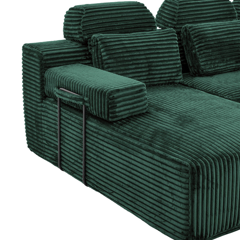 Sectional Sleeper Sofa & Storage Pockets, Modular Couch With Throw Pillows For Living Room