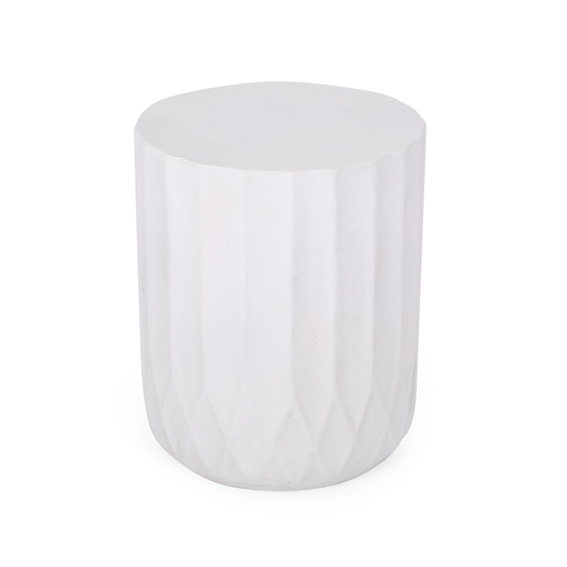 Outdoor End Table With Scallop Edge - Antique White